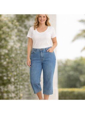 Jean Capris Denim Blue Blassport Womens 12 Cropped Embroidered Vintage Jeans